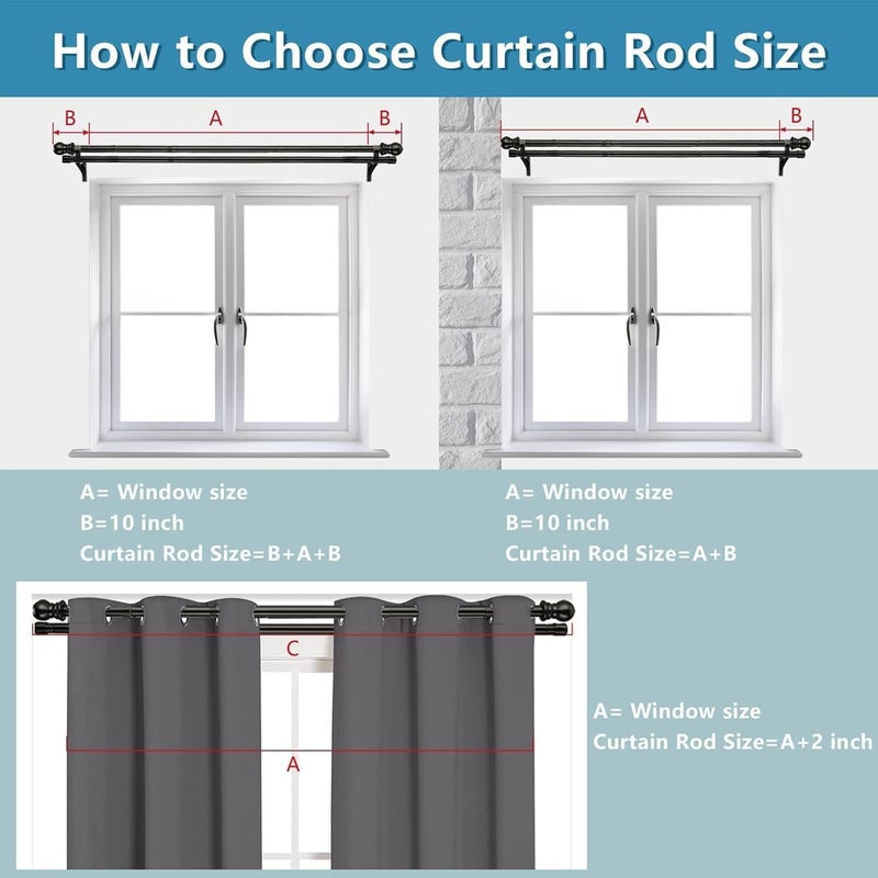 SOMUNS Double Curtain Rod 30 to 72 Inch, Blackout Curtain Rods for Windows with Heavy Duty Snap-On Bracket, 1 inch Stainless Steel Dual Rods for Drapes and Curtains, Adjustable Sections, Decorative Finals - Image 5